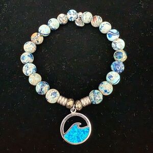 Sterling T Jazelle Ocean Wave Blue Opal Charm Bracelet